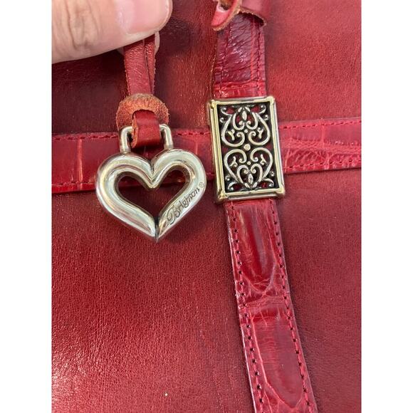 BRIGHTON SMALL RED SMOOTH LEATHER ANIMAL PRINT SHOULDR BAG - Picture 16 of 16